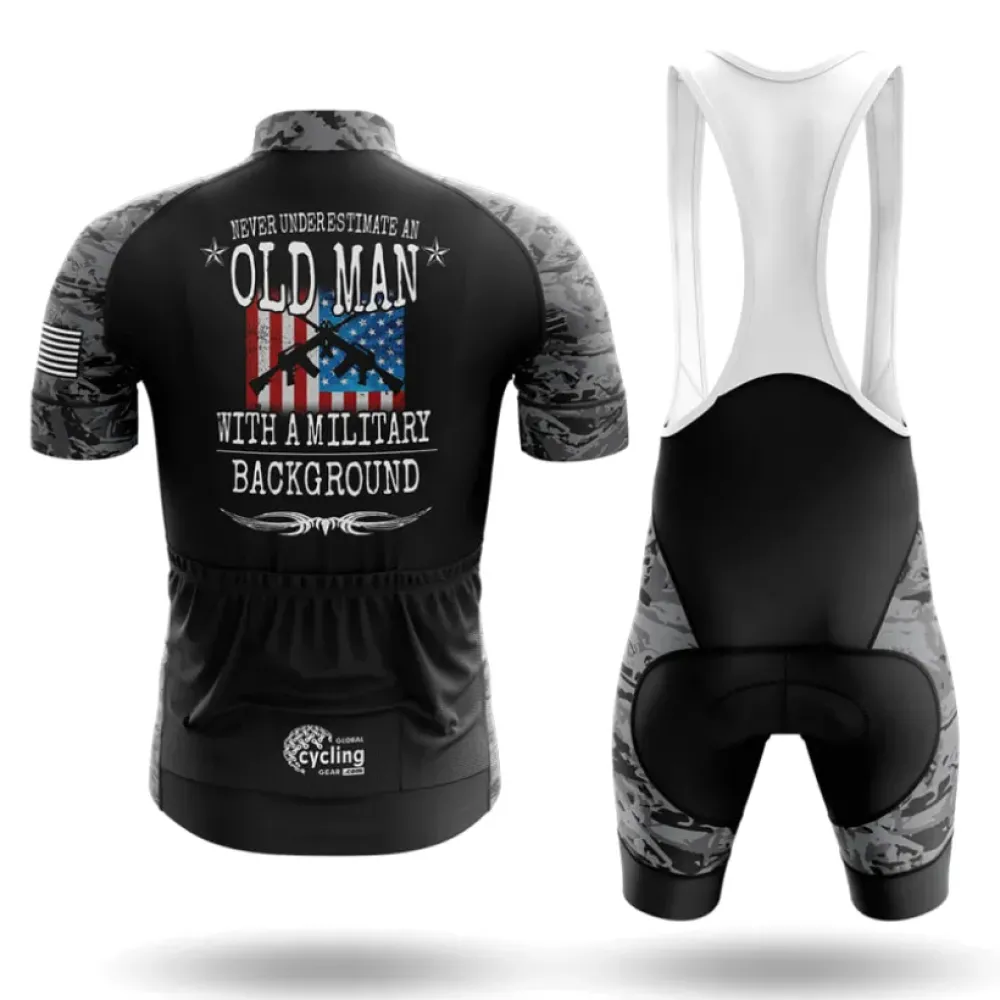 Military Background Cycling Jersey Old Man Black/Gray/Red