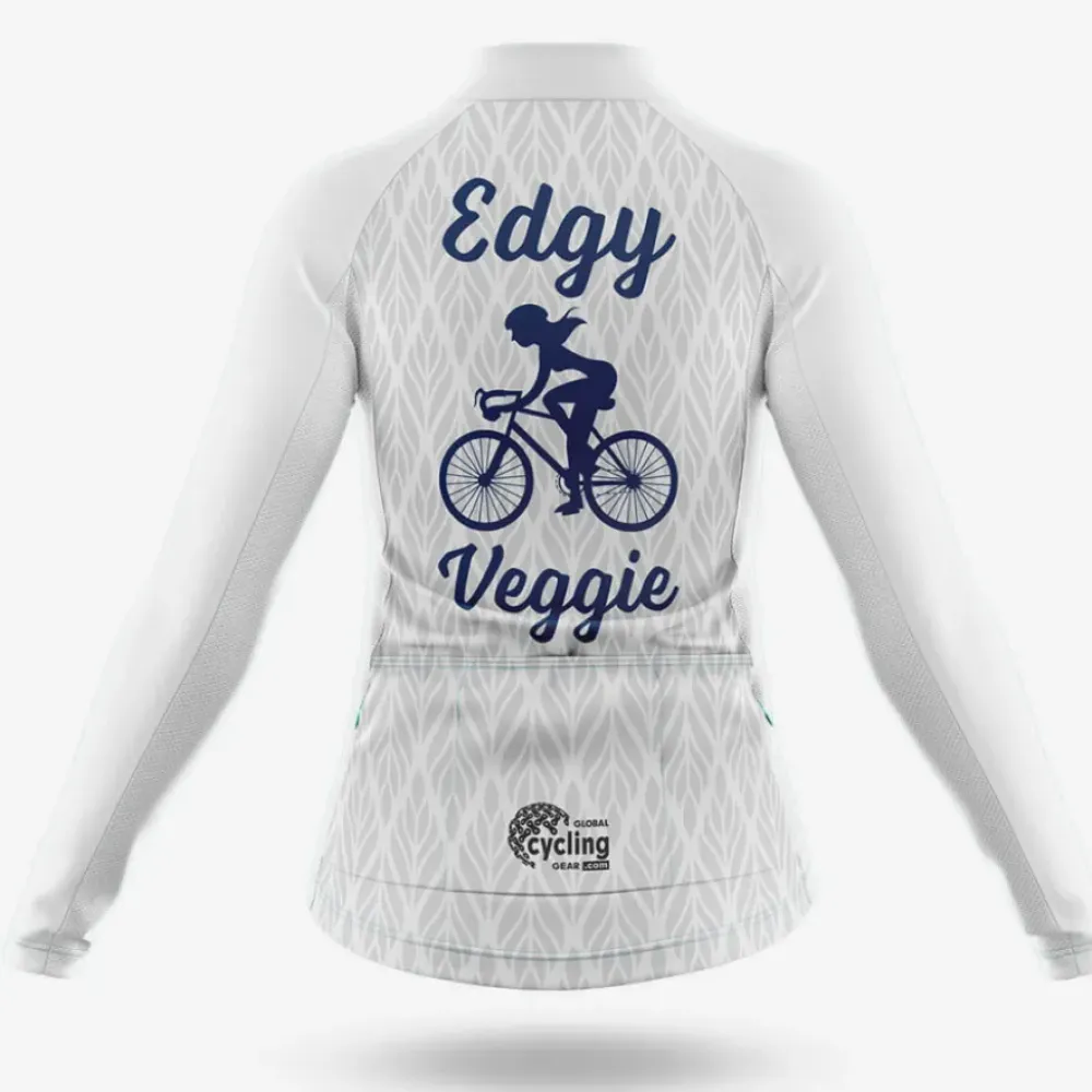Edgy Veggie Women Cycling Jersey White/Navy/Grey