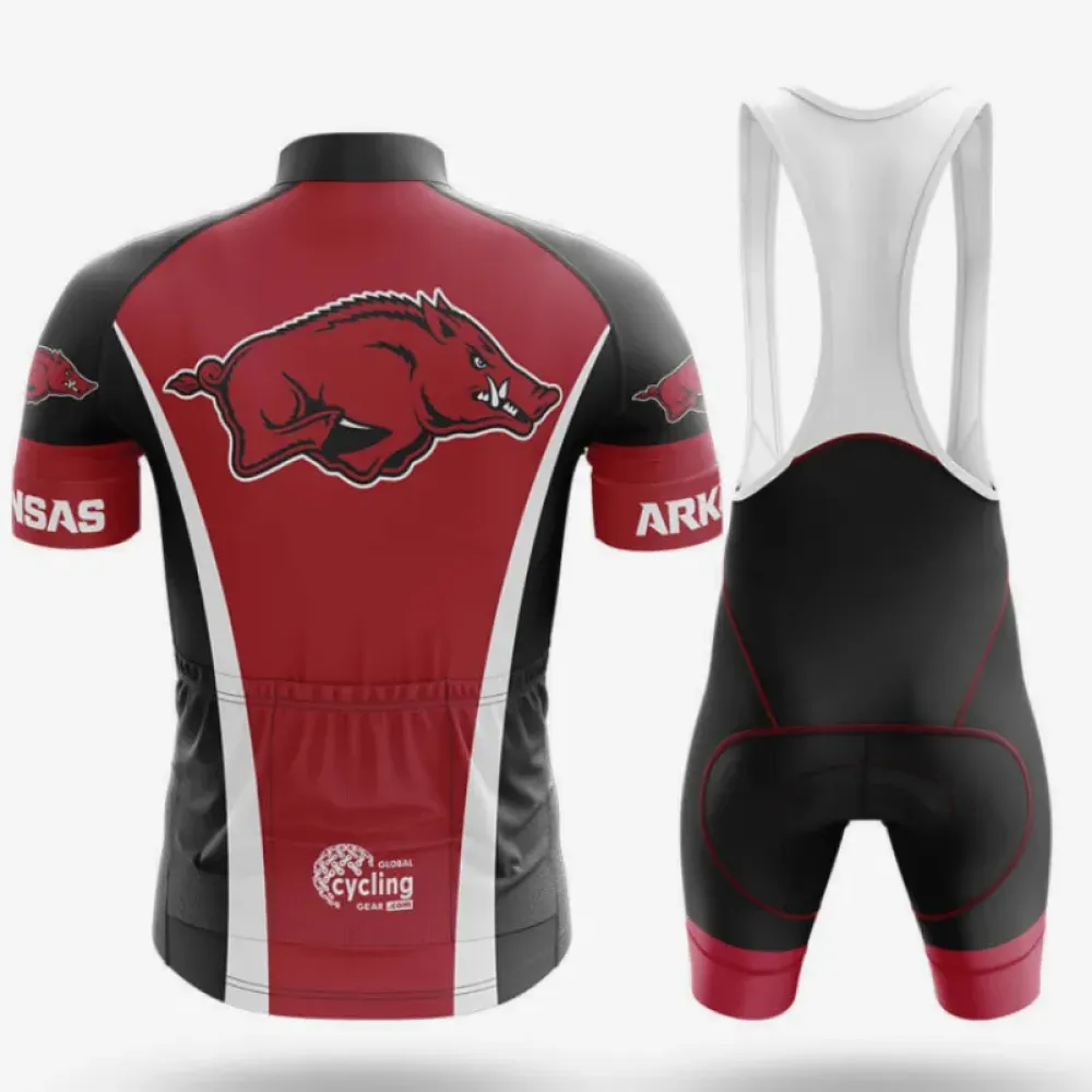 University of Arkansas Long Sleeve Cycling Jersey Red/Black/White