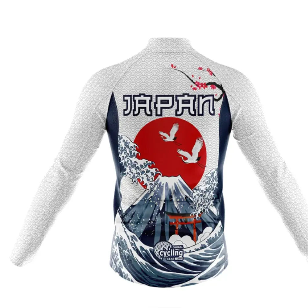 Japan S3 Long Sleeve Cycling Jersey White/Red/Navy