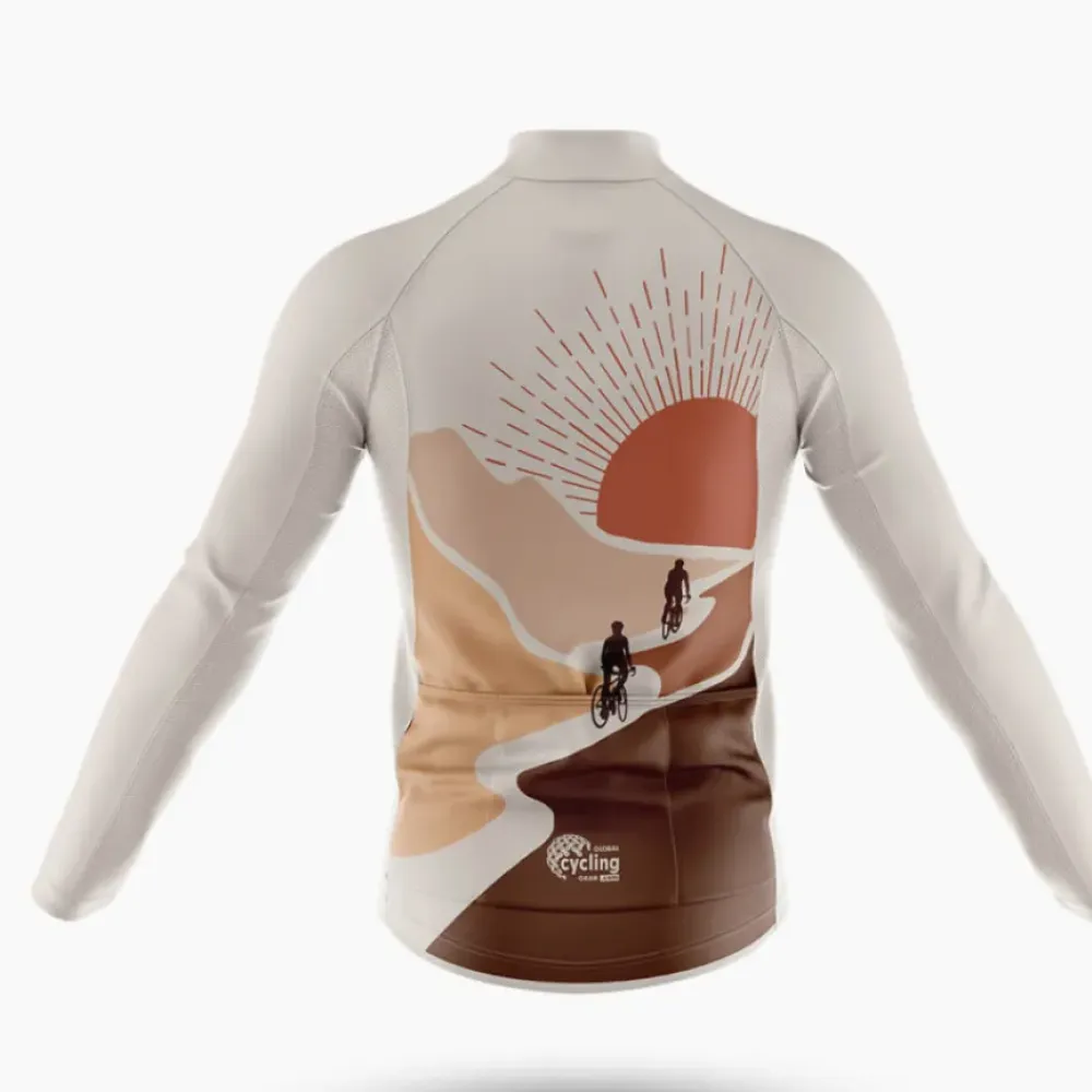 Bike To The Sun Cycling Jersey Sunburst Brown/Grey/Beige