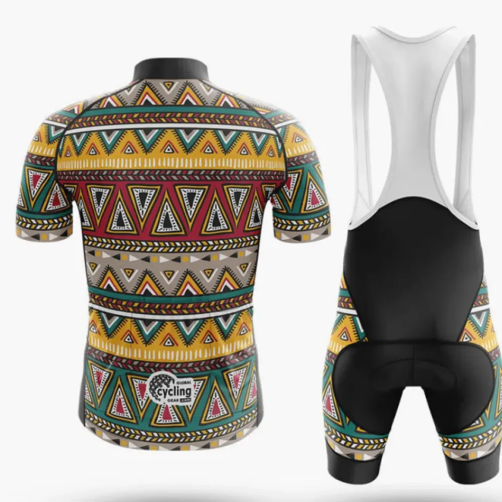 Tribal Pattern Cycling Jersey Colorful Yellow/Green/Red