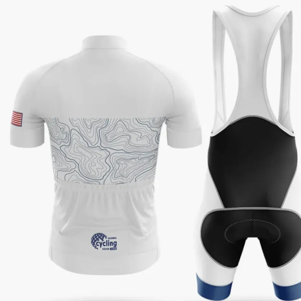 USA 2022 Cycling Bibs Breathable White/Blue/Black