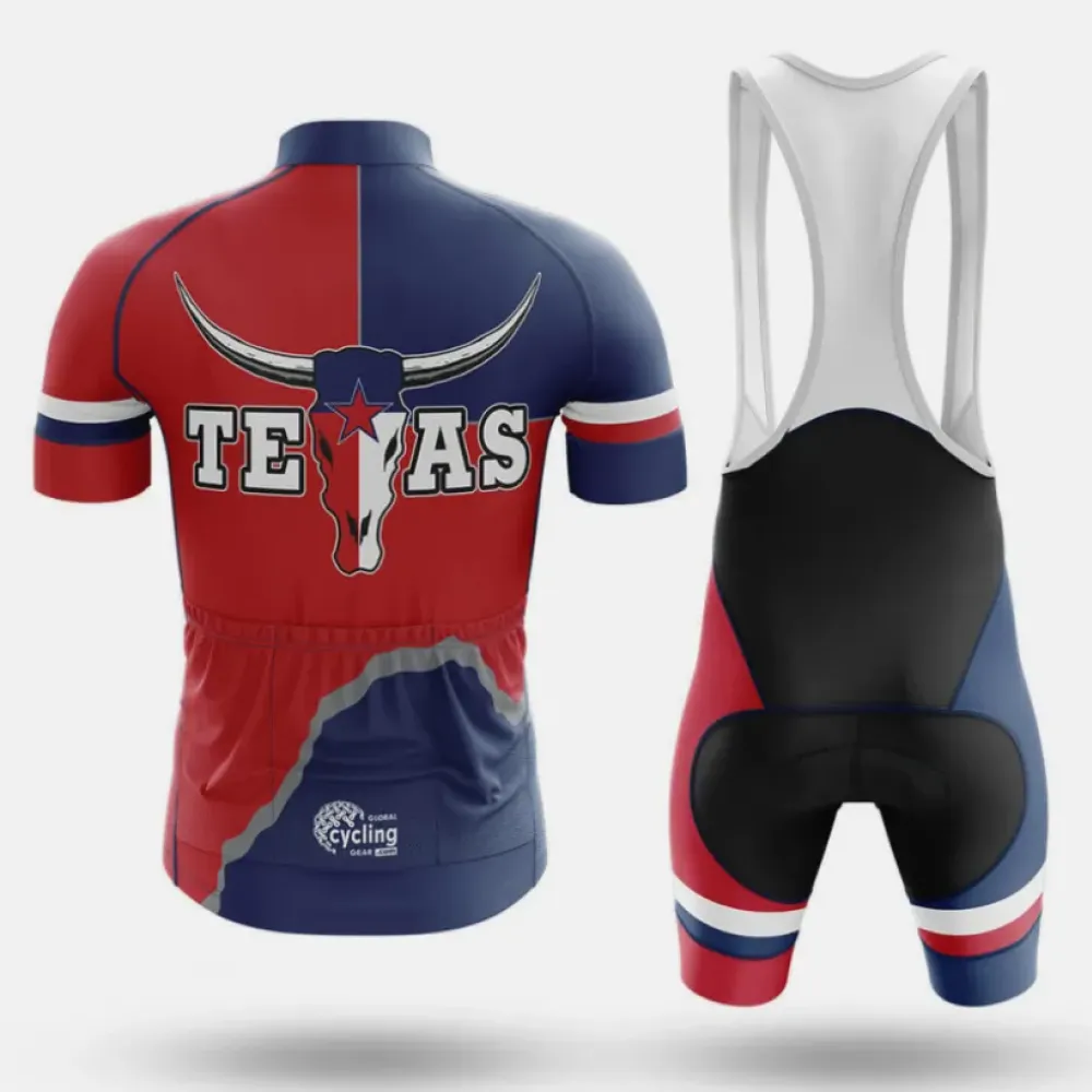 Texas Star Long Sleeve Cycling Jersey Navy/Red/White