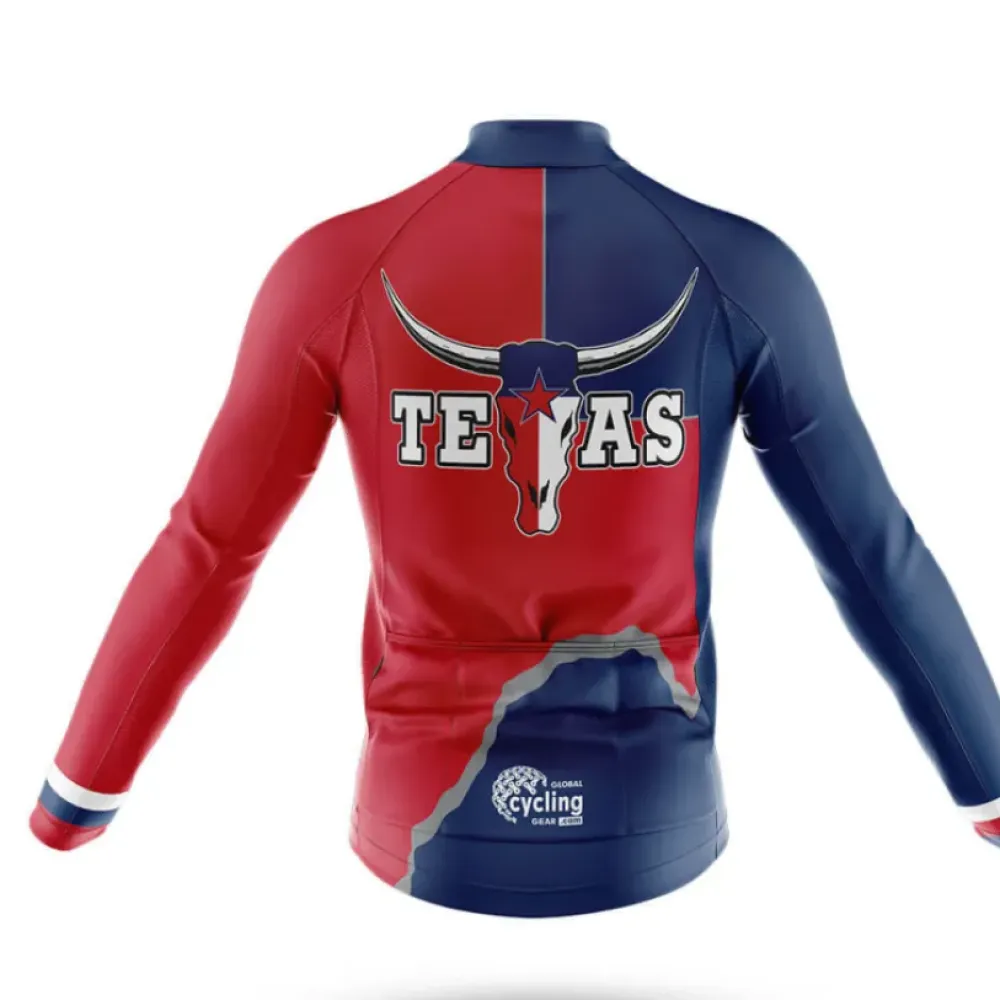 Texas Star Long Sleeve Cycling Jersey Navy/Red/White