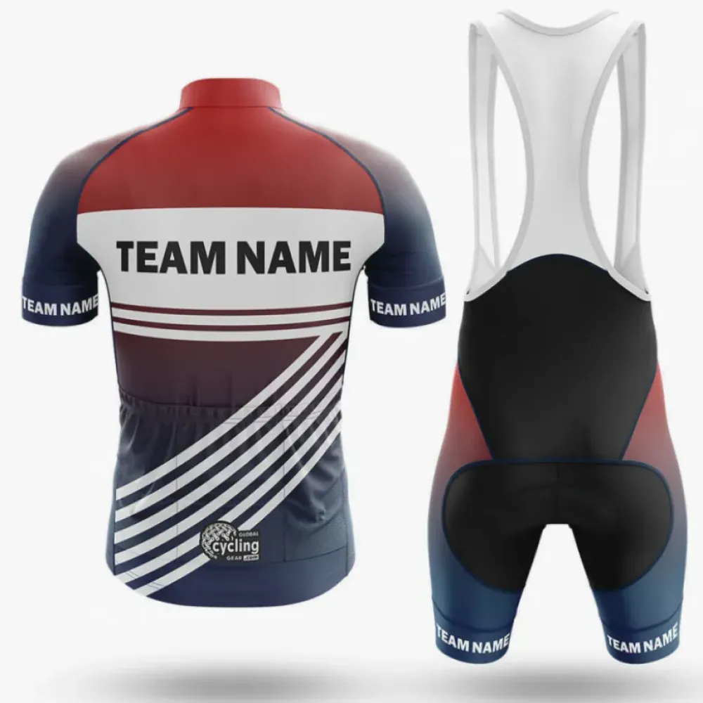 Custom S3 Cycling Jersey Team Name Navy/Red/White
