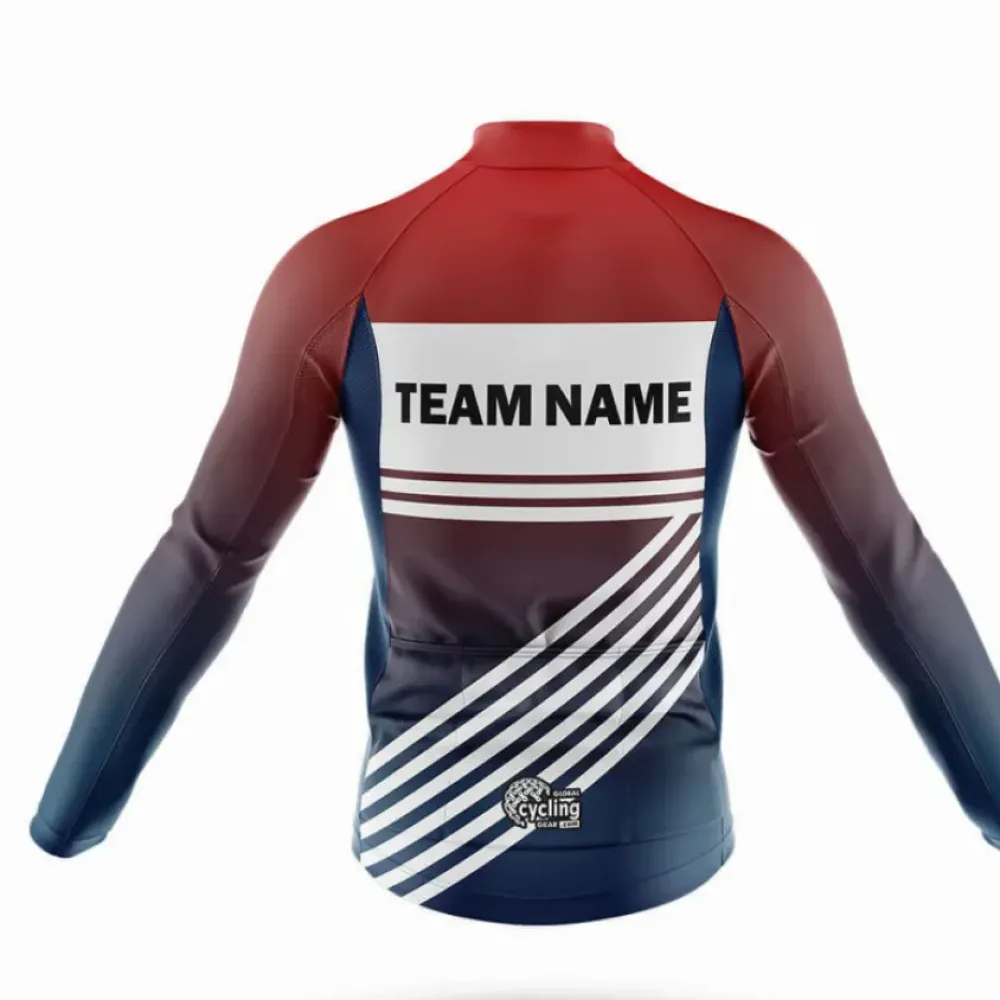 Custom S3 Cycling Jersey Team Name Navy/Red/White