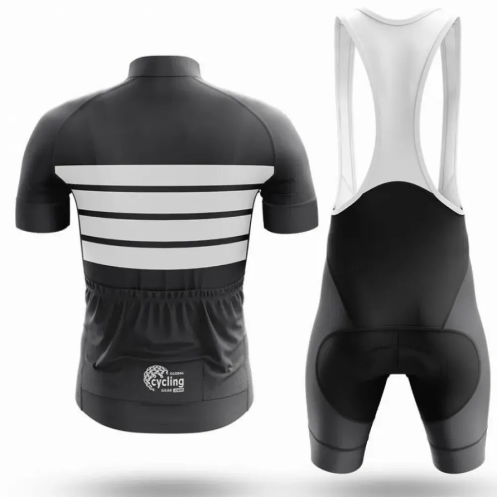 Retro Four Stripes Black/White/Grey Long Sleeve Cycling Jersey