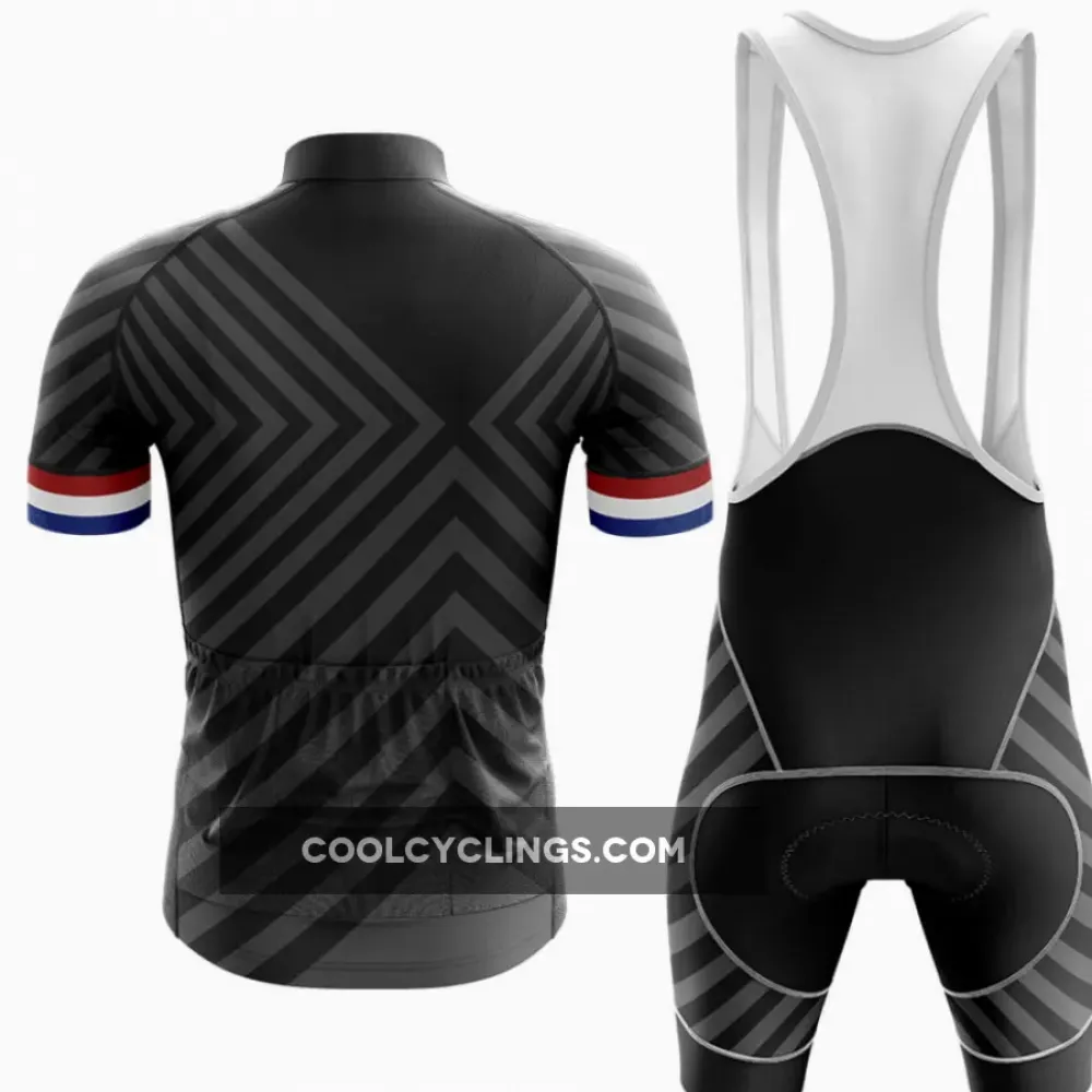 Netherlands V13 Black Cycling Jersey Blue/Red/White
