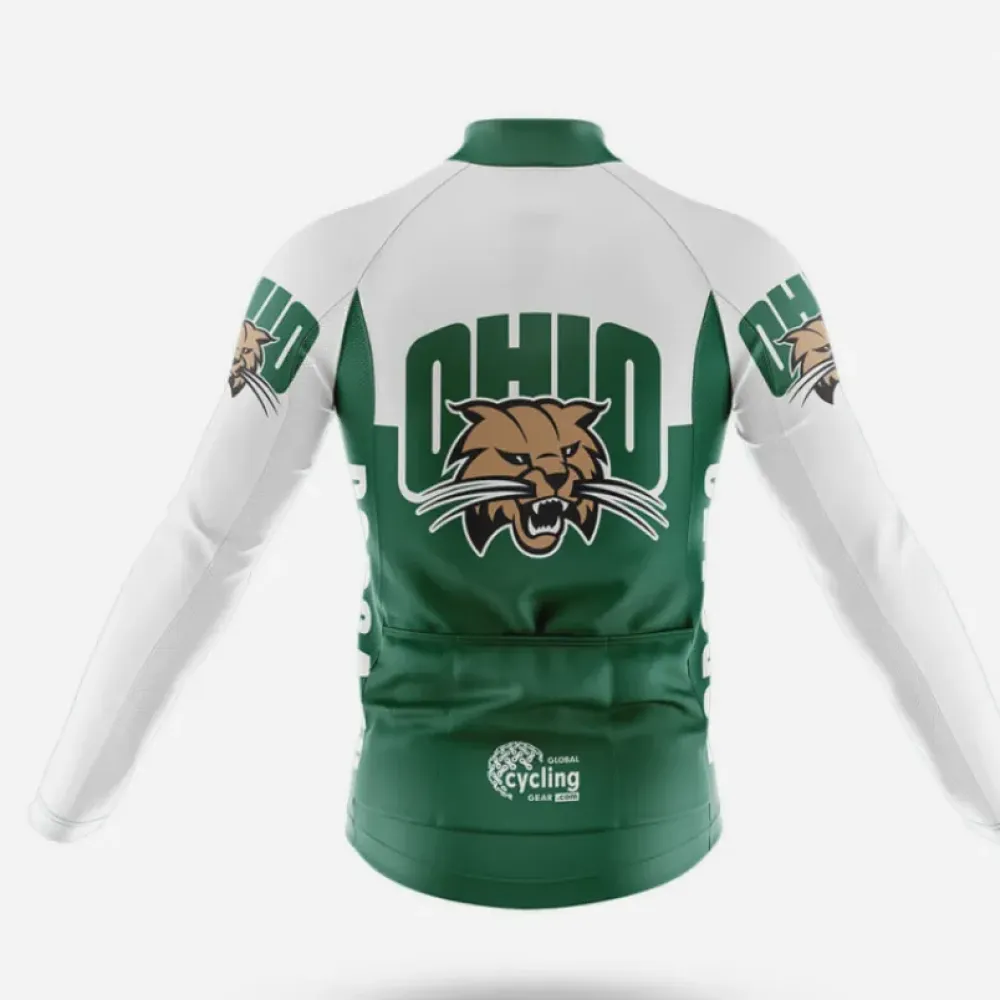 Ohio University Long Sleeve Cycling Jersey Green/White/Brown
