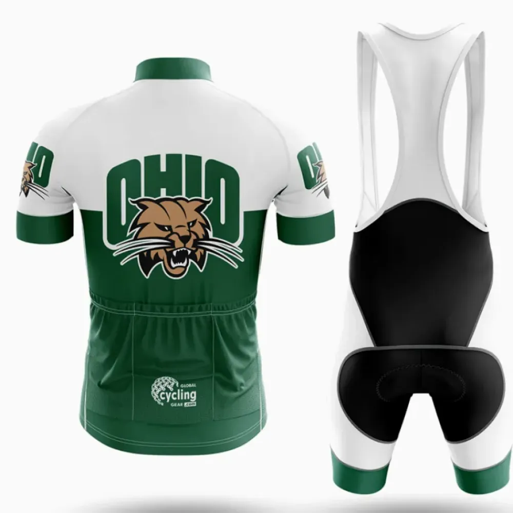 Ohio University Long Sleeve Cycling Jersey Green/White/Brown