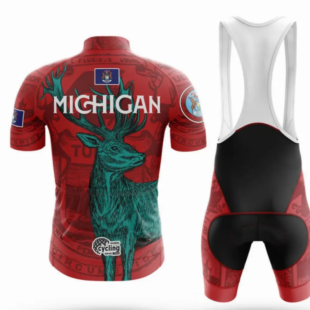 Michigan Cycling Bibs Signature Red/Black/White
