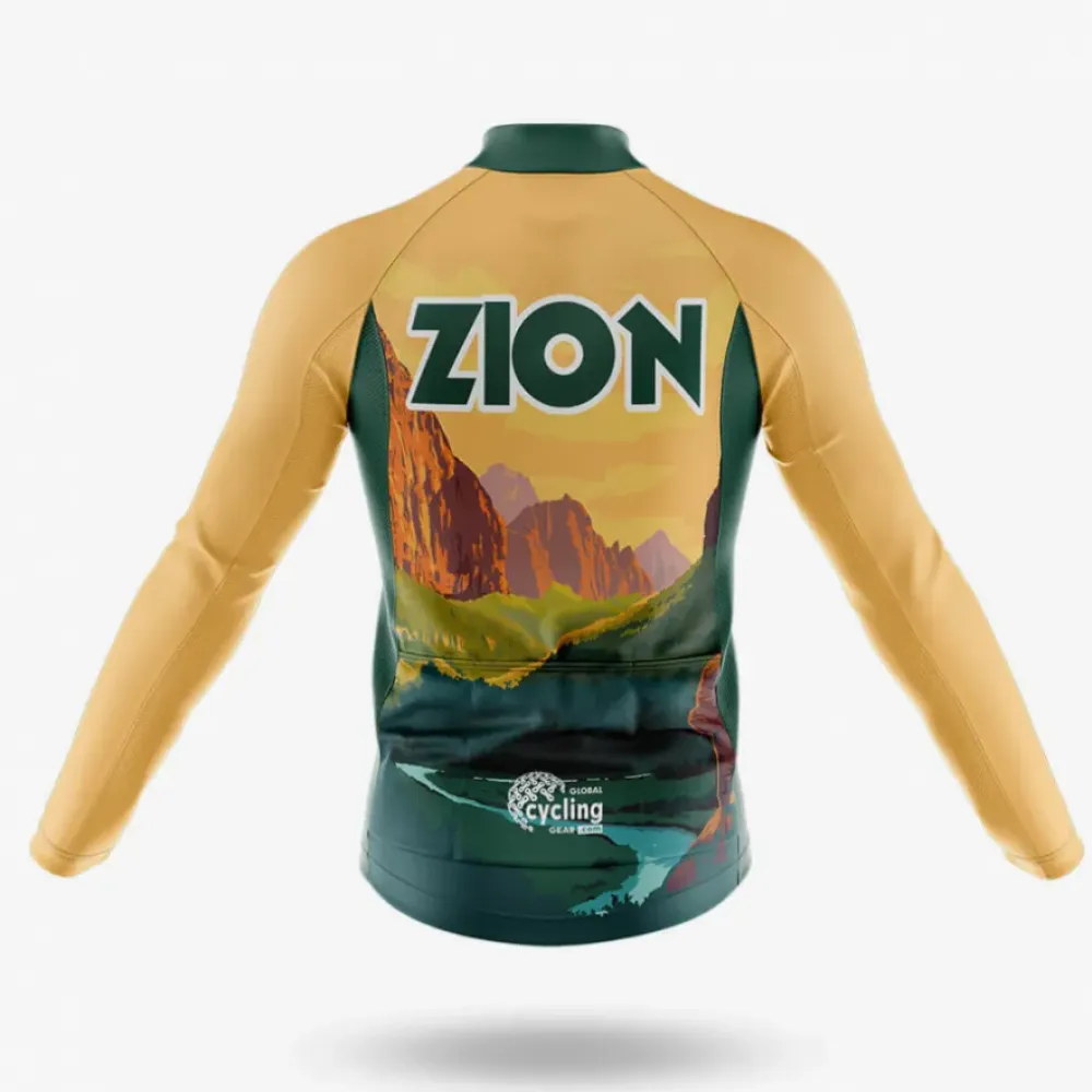 Zion Cycling Jersey Mountain Landscape Yellow/Green/Black