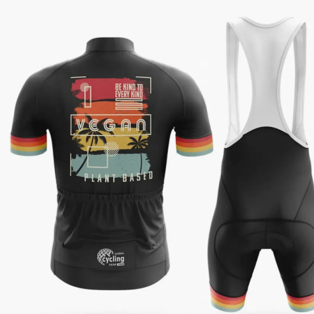 Vegan Long Sleeve Cycling Jersey Kind To Every Plant-Based Black/Red/Yellow