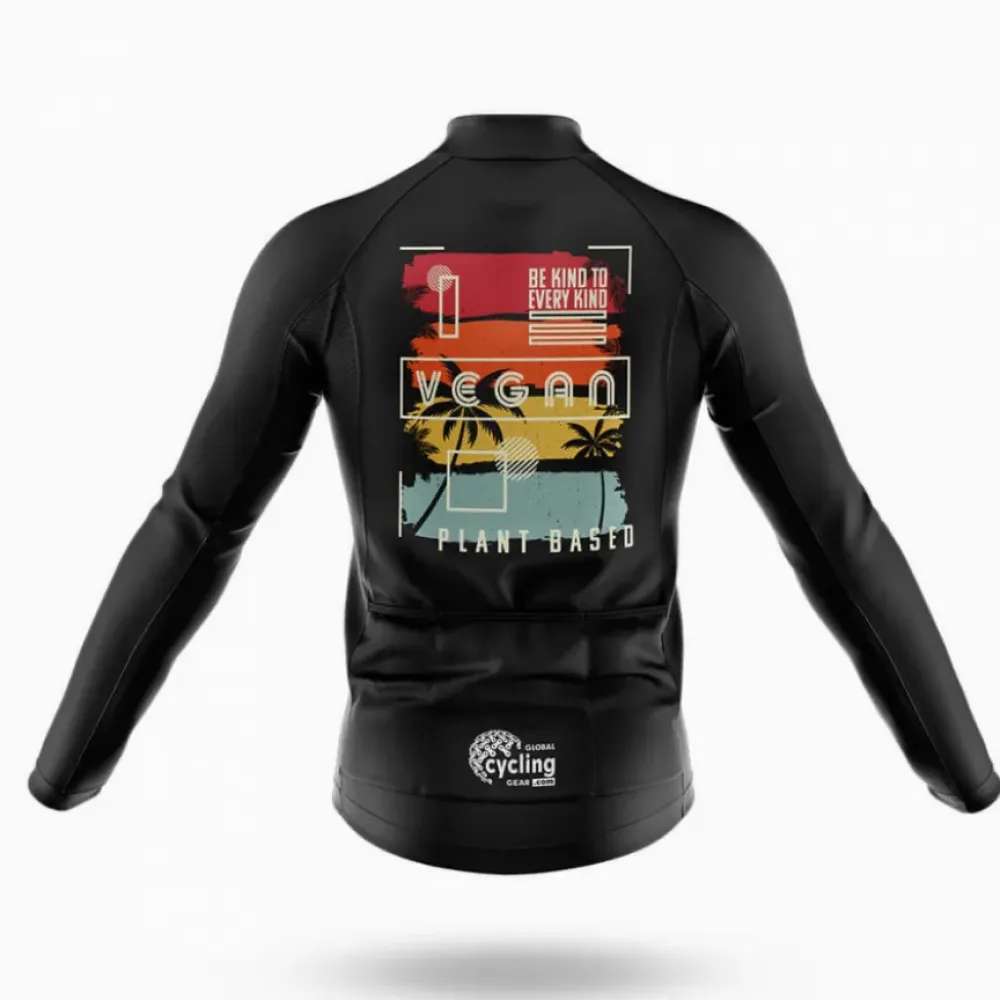 Vegan Long Sleeve Cycling Jersey Kind To Every Plant-Based Black/Red/Yellow