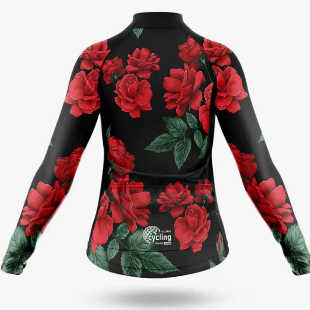 Global Cycling Vintage Rose Short Sleeve Jersey Black/Red/Green