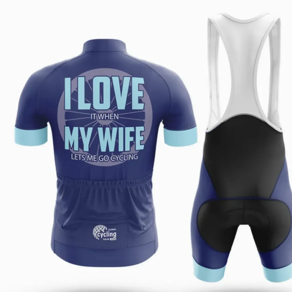 Cycling Jersey I Love My Wife Navy/Blue/Purple