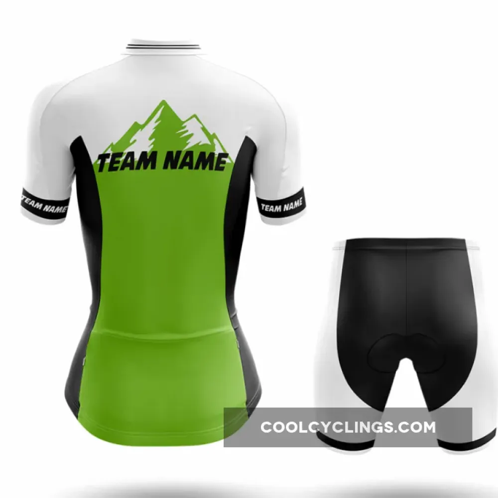Custom Team Name Long Sleeve Cycling Jersey Green/White/Black