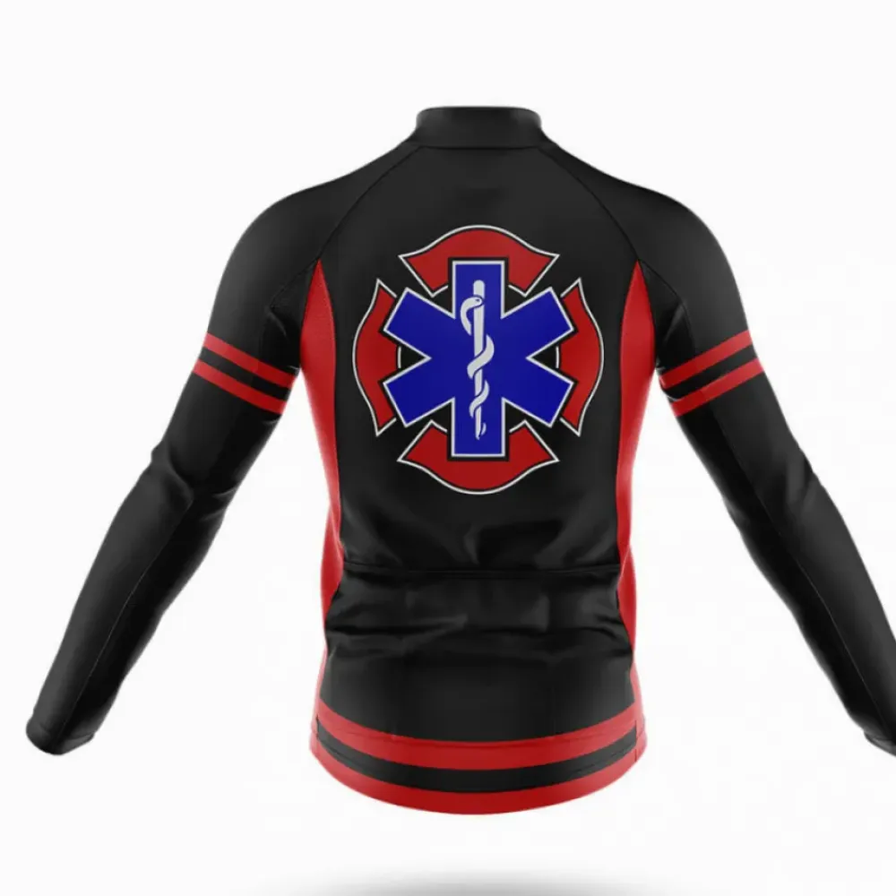 Fire Rescue Cycling Jersey Service Before Self Black/Red/White