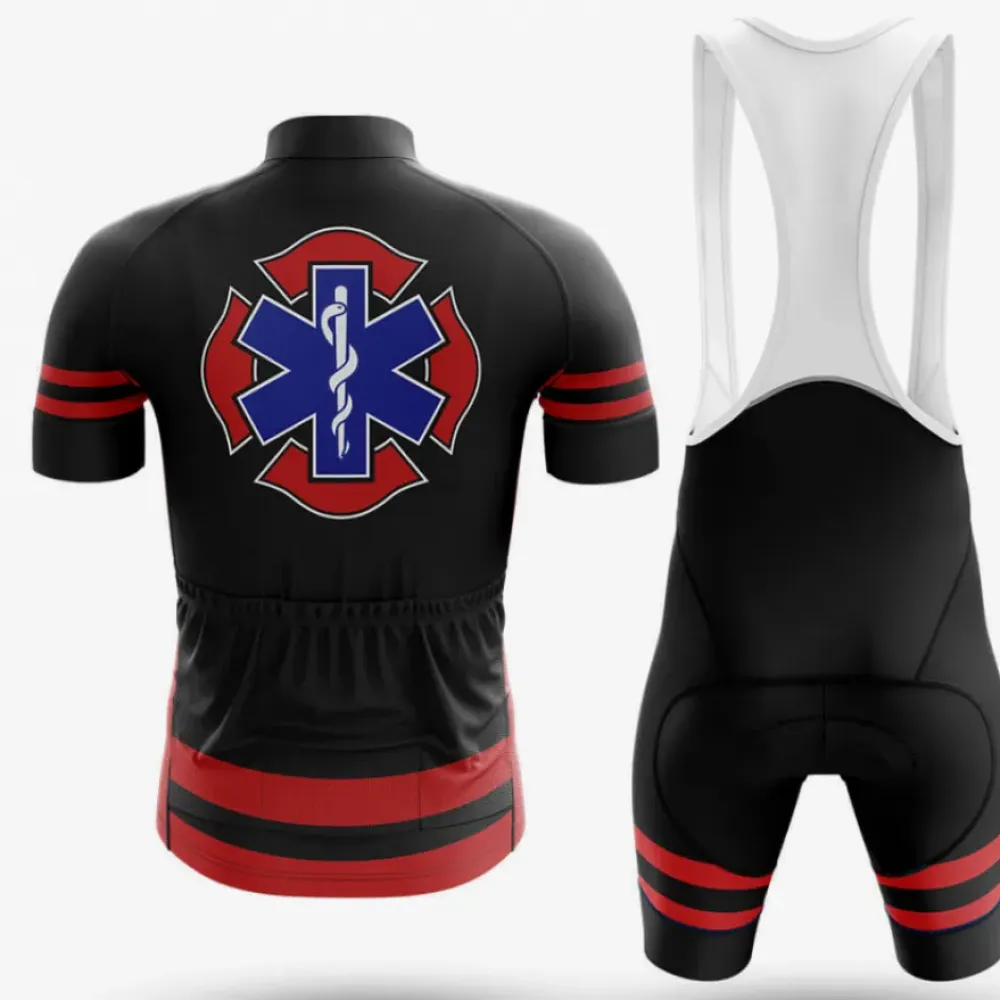 Fire Rescue Cycling Jersey Service Before Self Black/Red/White