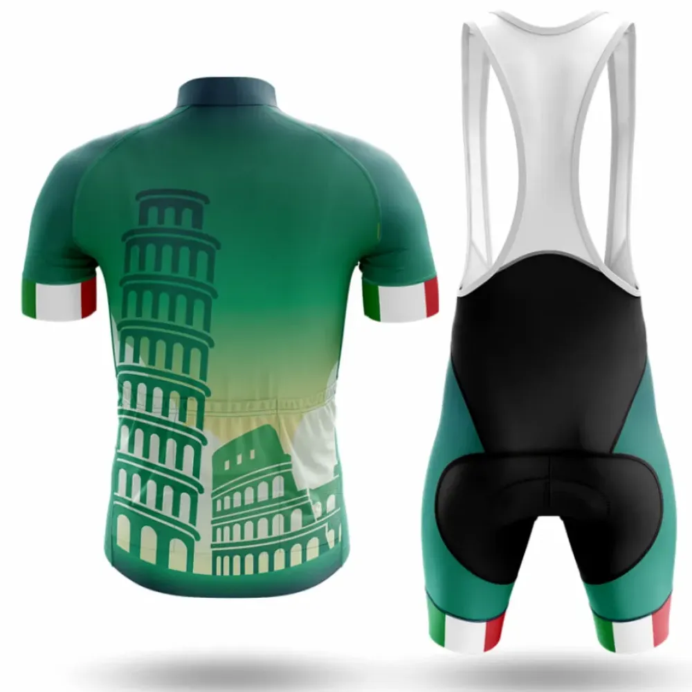Italian Men's Cycling Bibs Italian Flag Green/White/Black