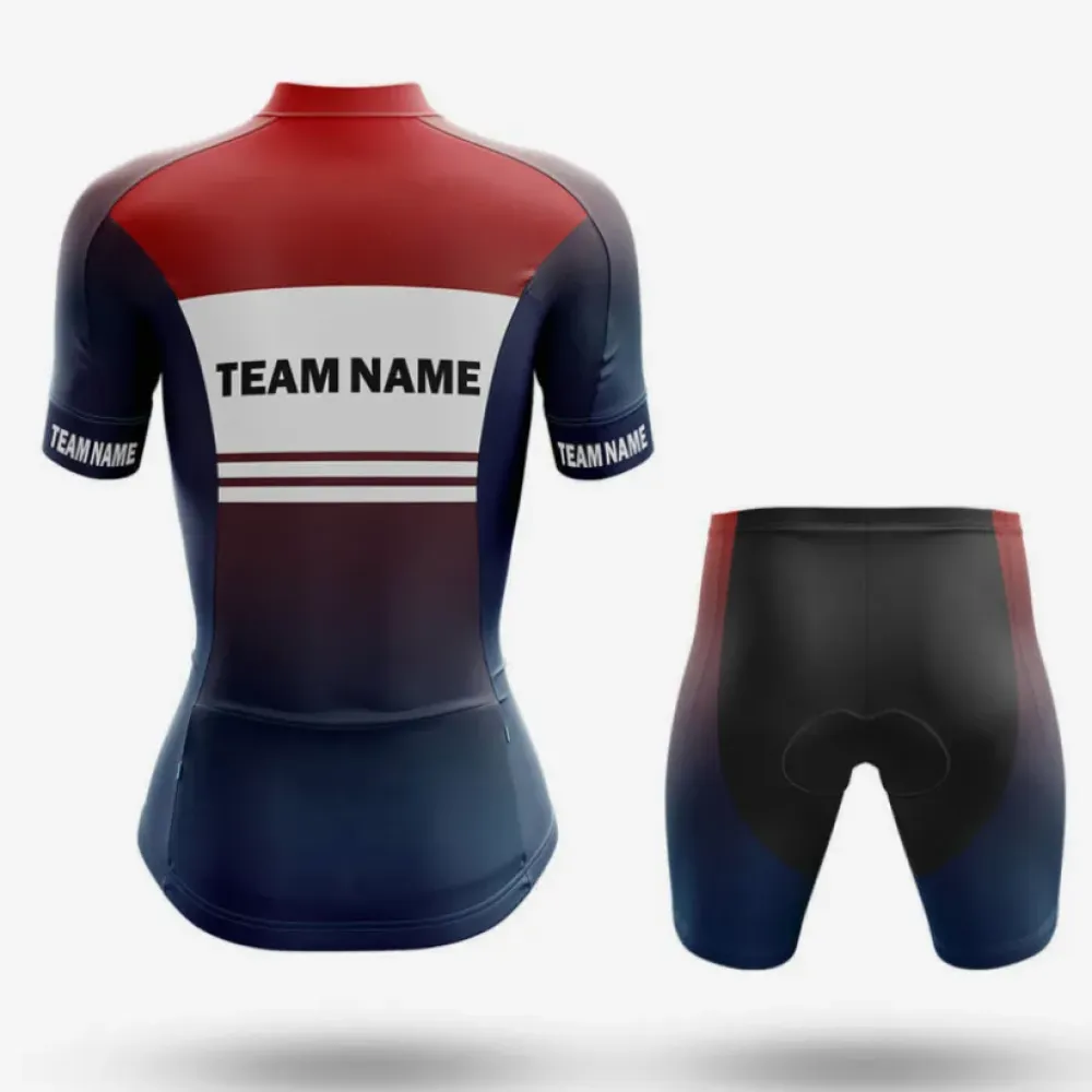 Custom Team Name S2 Long Sleeve Cycling Jersey Navy/Red/White