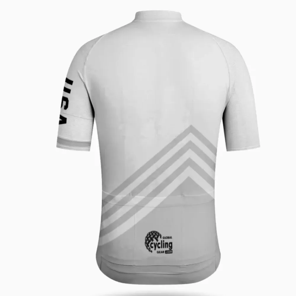 USA Premium Cycling Jersey White/Gray/Grey