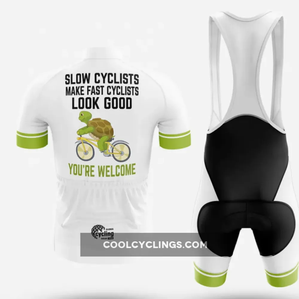 Slow Cyclist Cycling Jersey Funny Design White/Green/Lime