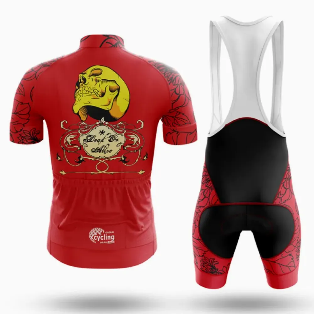 Dead or Alive Skull Cycling Jersey Red/Gold/Black