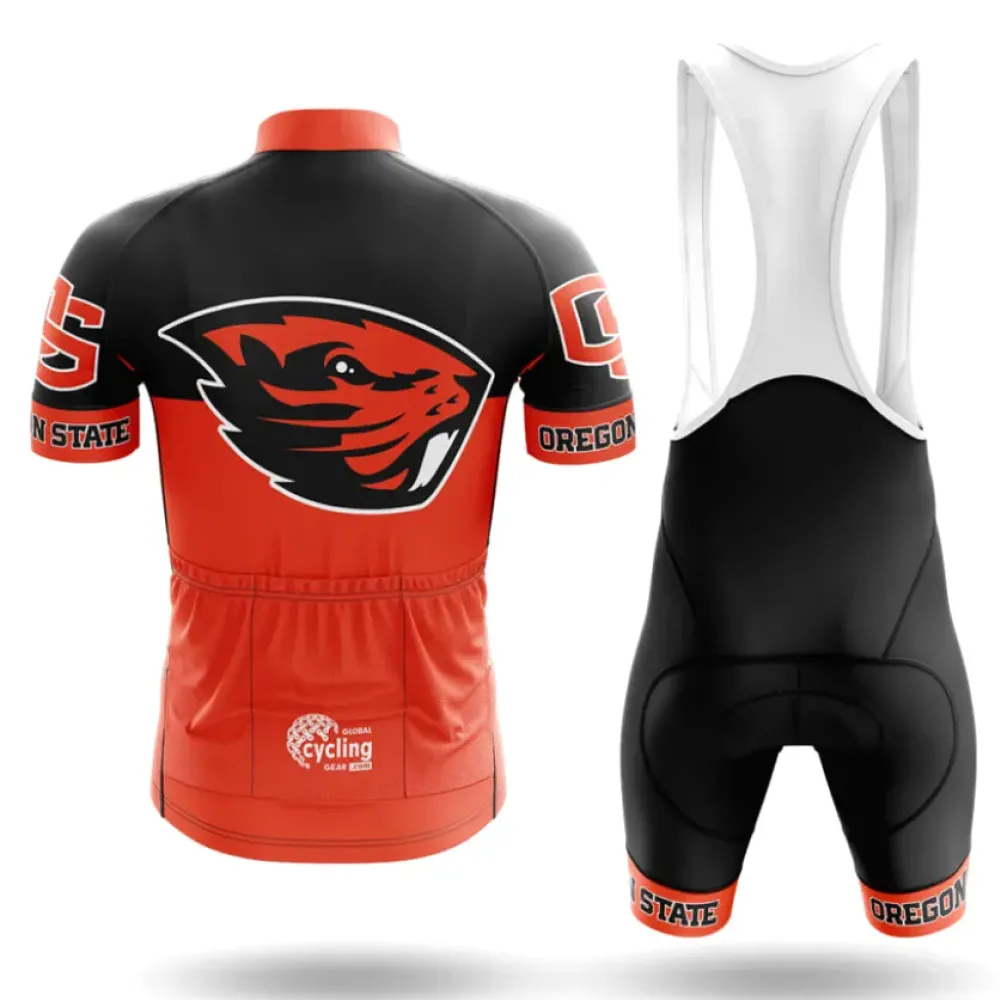 Oregon State University Long Sleeve Cycling Jersey Black/Red/Orange