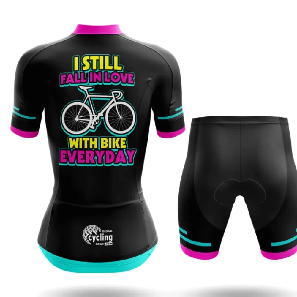 Fall In Love Women's Cycling Kit Full Set Pink/Black/Cyan