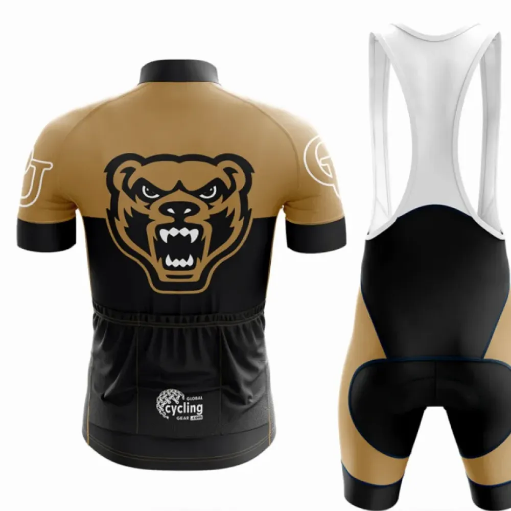 Oakland University Long Sleeve Cycling Jersey Black/Gold/Silver