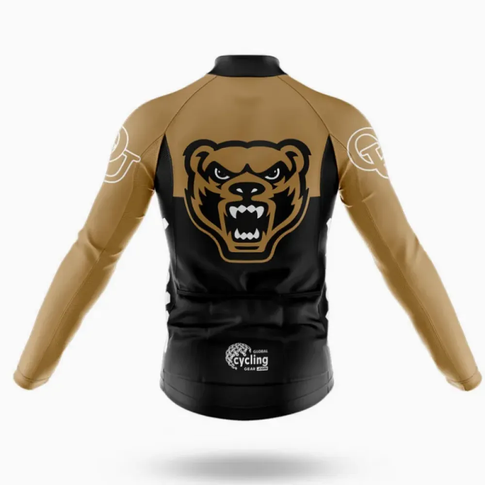 Oakland University Long Sleeve Cycling Jersey Black/Gold/Silver
