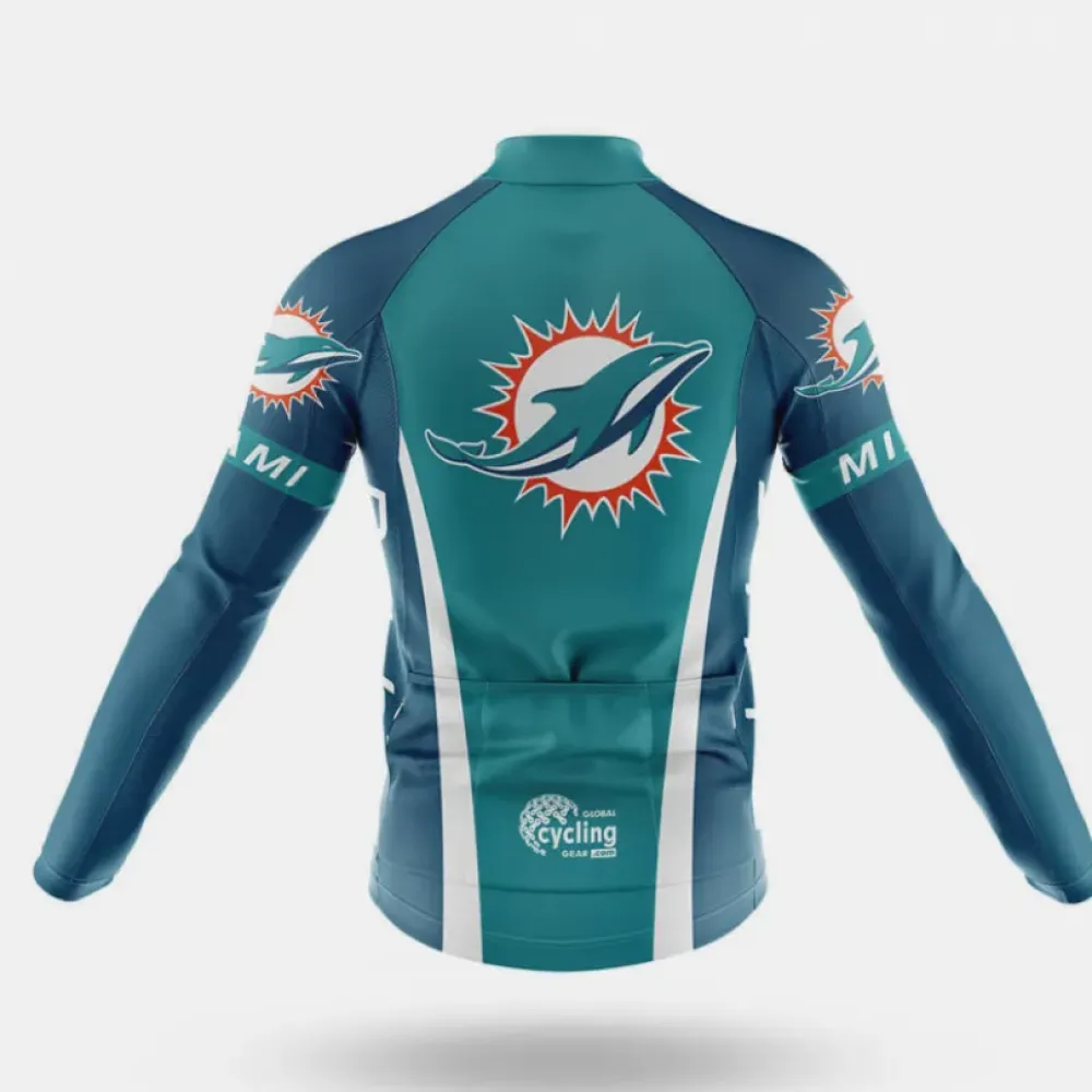 Miami Dolphins Cycling Jersey Teal/White/Dark Blue