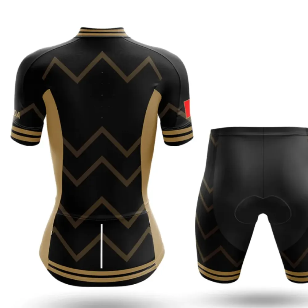 Canada Women V17 Cycling Jersey Black/Gold/Red