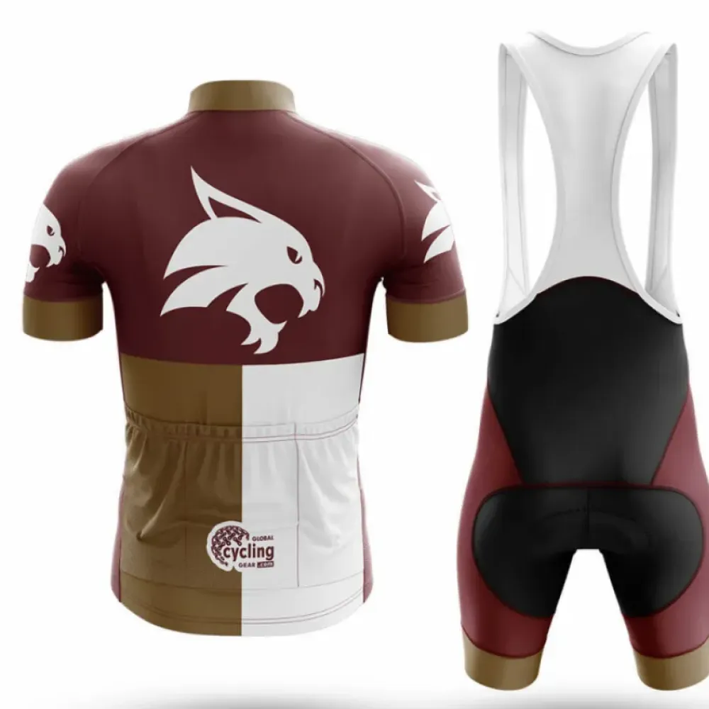 Texas State University TX Cycling Jersey Wildcat Maroon/Gold/White