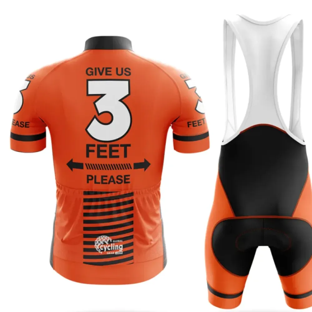 Cycling Bibs 3 Feet Please Orange/Black/White
