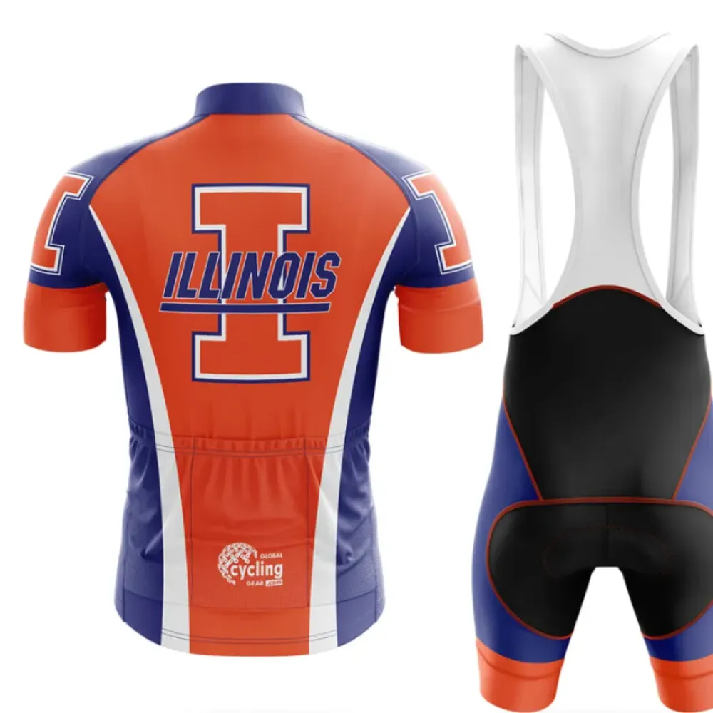 University of Illinois Urbana-Champaign Cycling Bibs Comfortable Blue/Orange/White