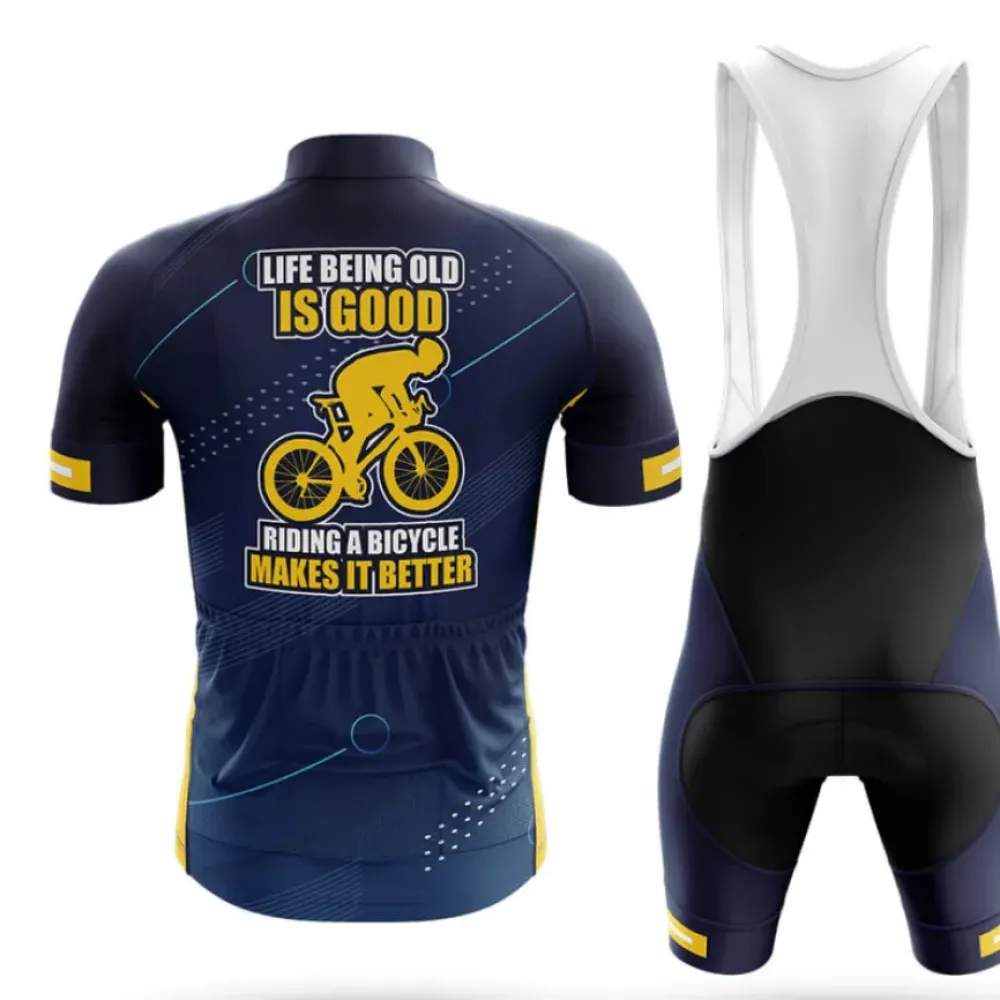 Cycling Kit Life Being Old Is Good Navy/Yellow/White