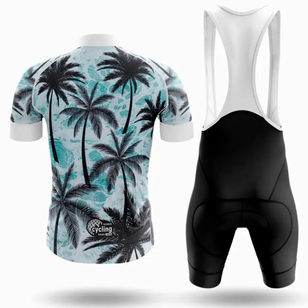 Cycling Jersey Palm Tree Aqua/White/Black