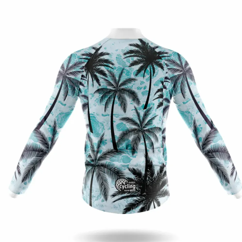 Cycling Jersey Palm Tree Aqua/White/Black