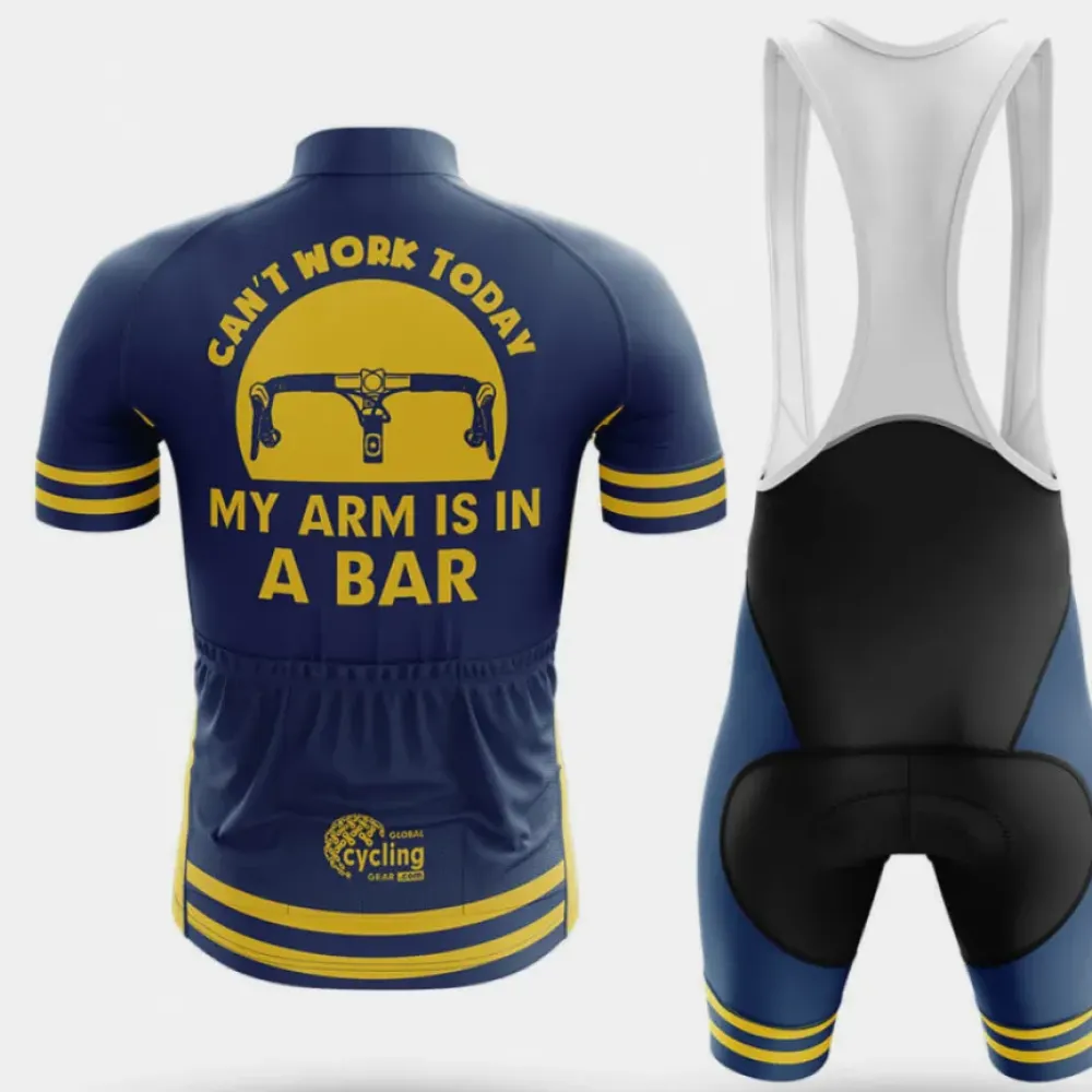 Cycling Jersey Can't Work Today Navy/Yellow/Blue