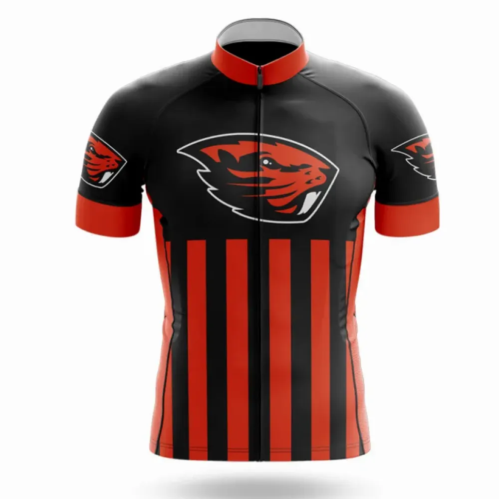 Oregon State University USA Cycling Kit Full Set Striped Black/Red/White