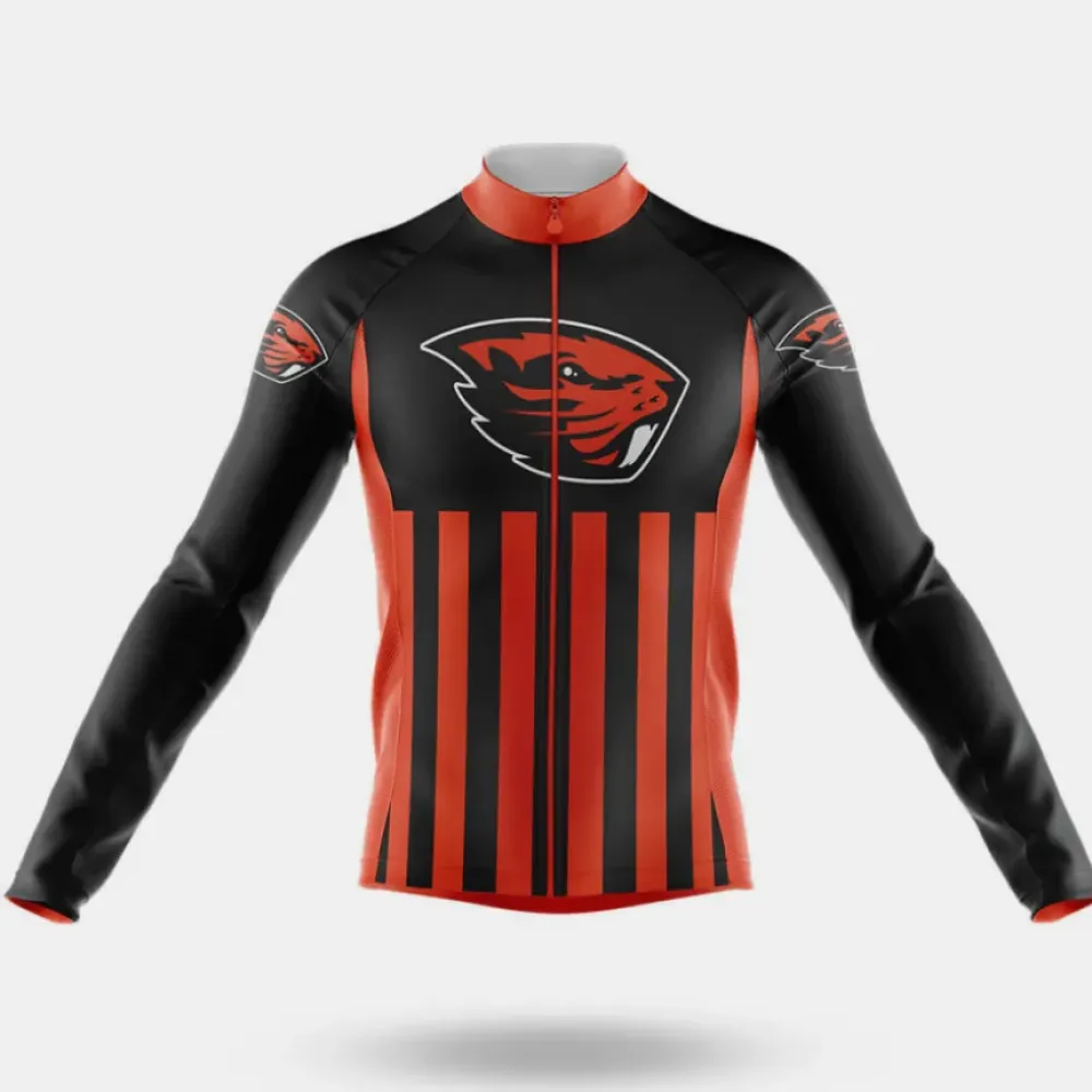 Oregon State University USA Cycling Kit Full Set Striped Black/Red/White