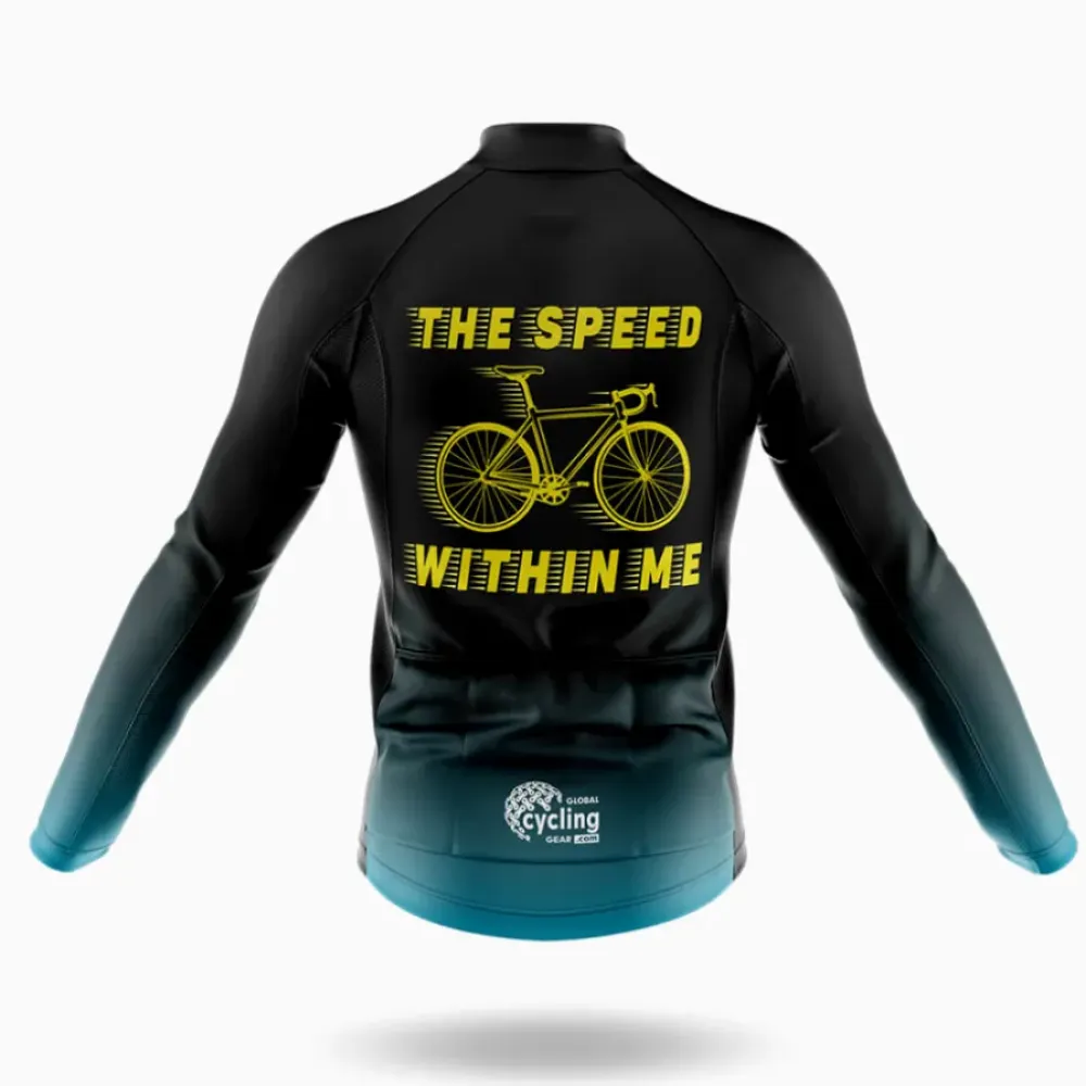 Speed Within Me Long Sleeve Cycling Jersey Black/Yellow/Teal