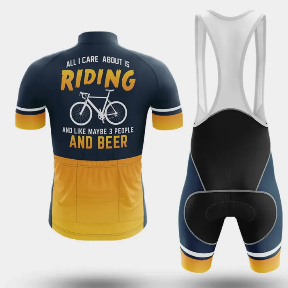 Cycling Bibs Comfortable Navy/Yellow/White