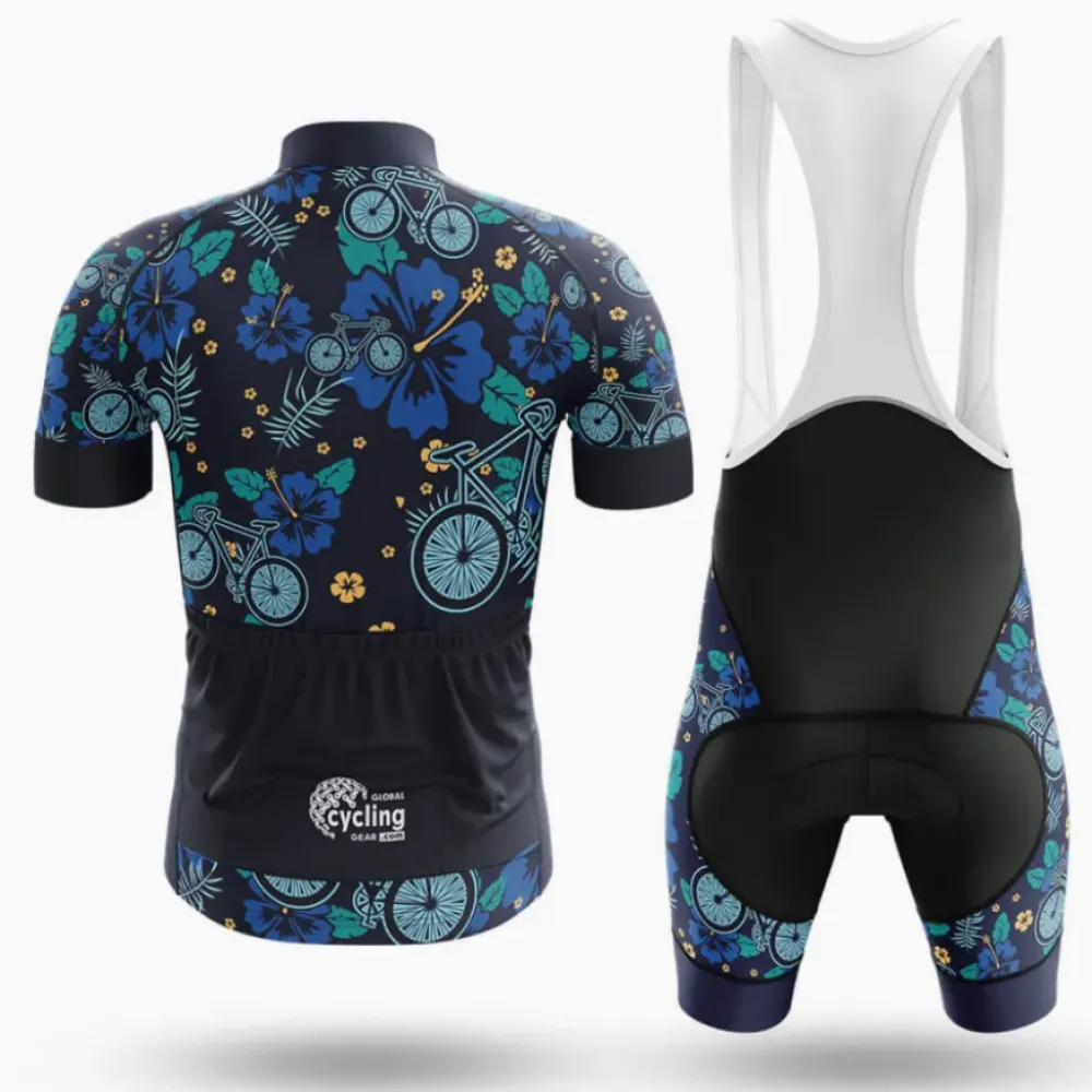 ALOHA V1 Floral Bicycle Navy/Gold/Teal