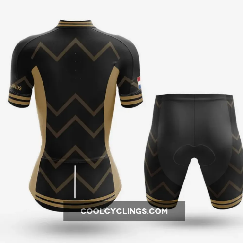 Netherlands Women V17 Cycling Jersey Black/Gold/Red