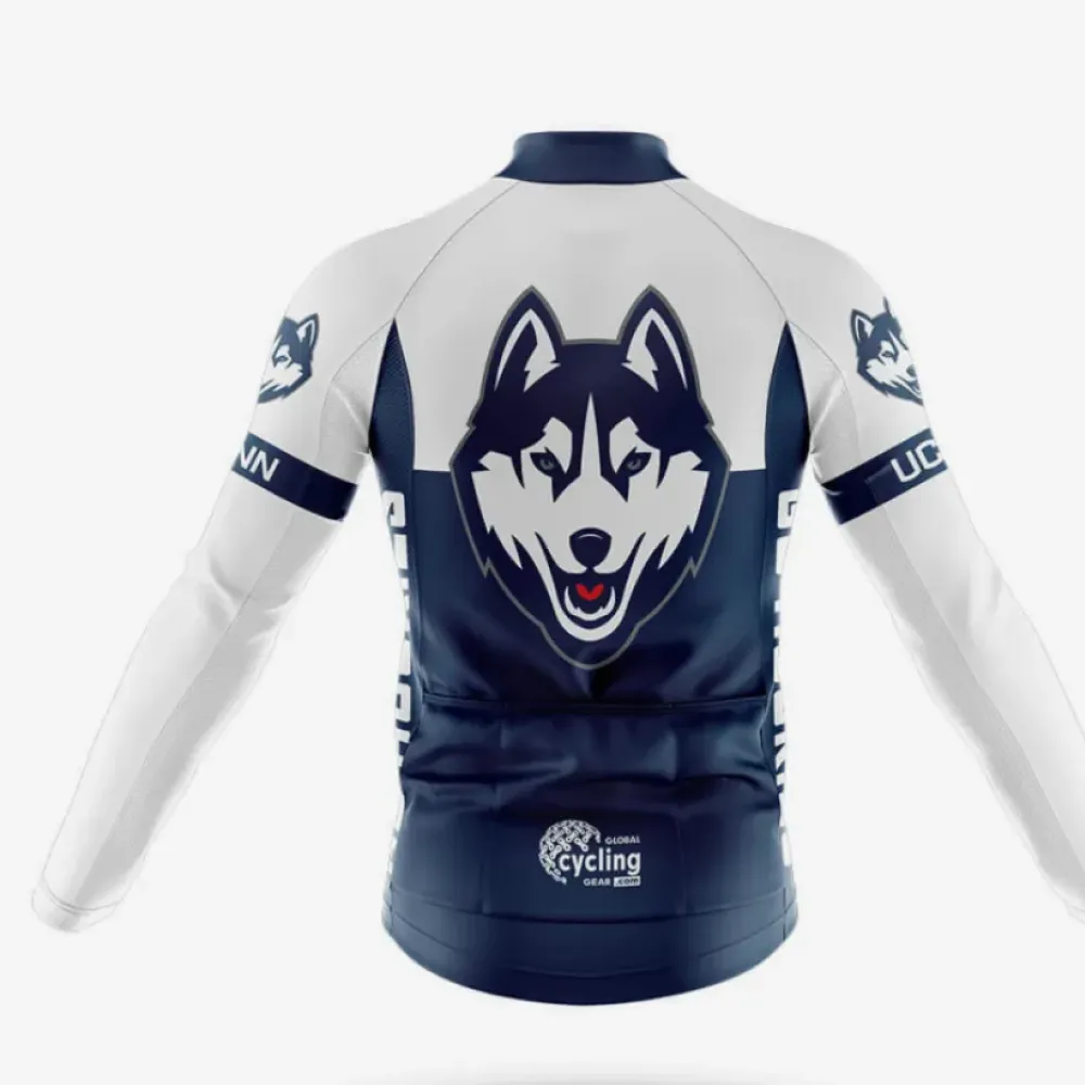 University of Connecticut Long Sleeve Cycling Jersey Ver.2 Wolf Navy/White/Grey