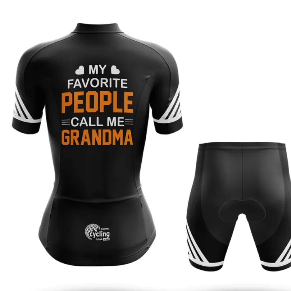 Grandma Cycling Jersey Favorite People Black/Orange/White
